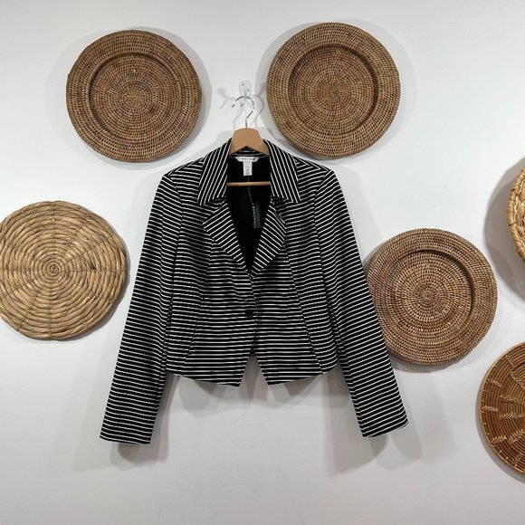 White House Black Market Jackets & Blazers - White House Black Market Neutral Black White Button Cropped Blazer Jacket 6